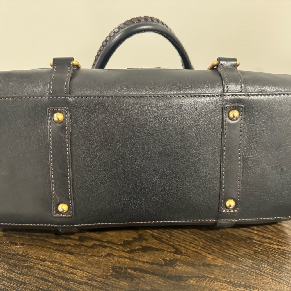 Dooney & Bourke Black Leather Satchel with Gold Hardware size large - Picture 3 of 8